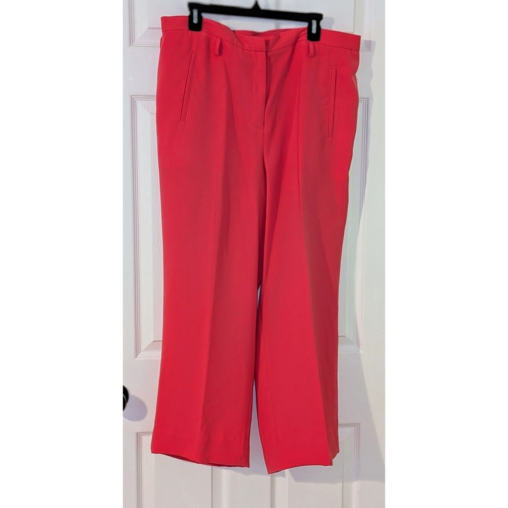 Peter Nygard Wide Leg Cropped Career Dress Pants Pockets Pink 16 NWT